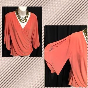 Melon bell sleeve open shoulder top